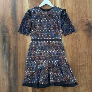 Saloni fitted lace mini dress size 6